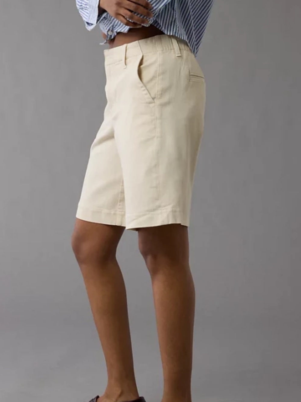 American Eagle Women’s Stretch High-Waisted Trouser Short Jorts Cream Size 12